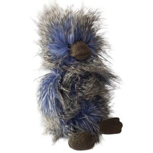Jellycat Bird Plush Blue Gray Fur Feathers.  Ostrich Bird.  Blue and Brown Gray.
